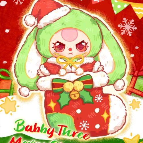 Baby Three Christmas Bunny Hanging Card Plush Liquid Eyes